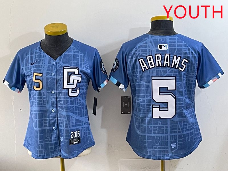 Youth Washington Nationals #5 Abrams Joint Name 2025 Nike MLB Jersey style 8